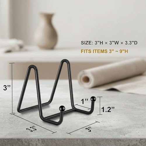 3 Pack 3 Inch Plate Stands for Display, Metal Picture Frame Display Stand - size: 3 in