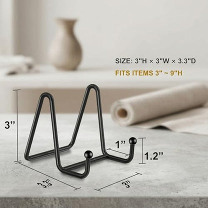 3 Pack 3 Inch Plate Stands for Display, Metal Picture Frame Display Stand - size: 3 in