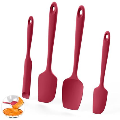 U-Taste 600ºF Heat Resistant Silicone Spatulas for Cooking, 4Pcs/Red - color: Red
