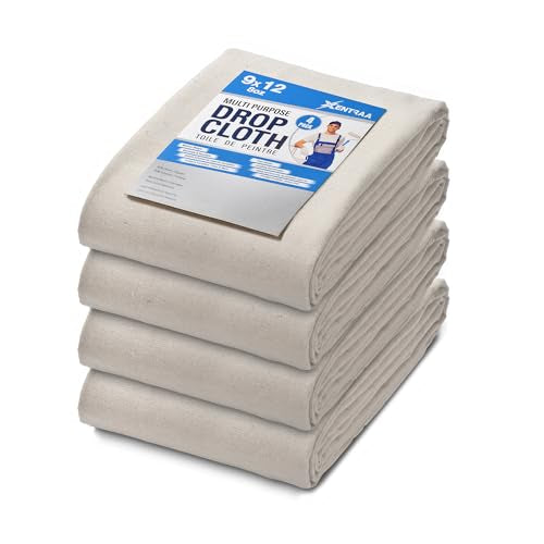 Canvas Drop Cloth - Durable Protection for Painting and Home Projects (9/12-PACK-4) - color: Beige, size: 9/12-PACK-4