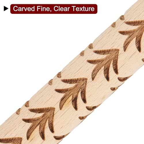 HARFINGTON Wood Clay Roller 4" Grass Pattern Rolling Pins Wood Rollers Pottery Tools Wood Grain Texture Rollers for Clay Baking Dough Playdough DIY - style: Grass