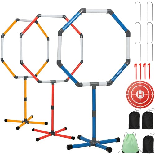 Drone Obstacle Course Kit with Drone Landing Pad, 3 Different Hoop Sizes for FPV RC Racing Game Loop Gates, Easy to Build & Carry Competition Set with Separate Storage Bag,for Kids & Adults