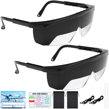 2 Set Aviation Flight Training Glasses, Black - color: Black