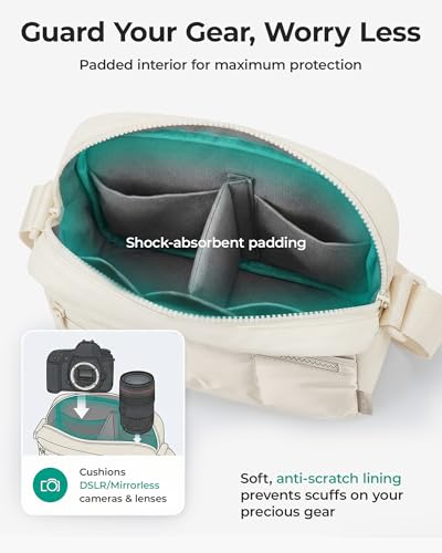 BAGSMART 2 in 1 Small Puffy Camera Sling Bag, Black - color: Black