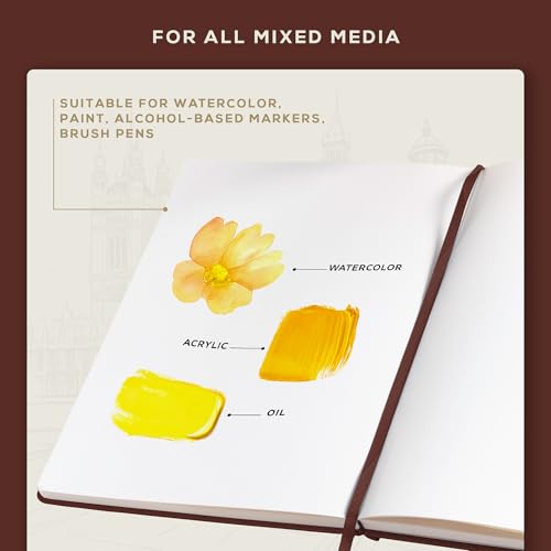 Beechmore Books A4 8.5x11 Mixed Media Sketchbook 300 GSM/140lb - color: Chestnut Brown, size: A4 - 8.5" x 11.5" Large