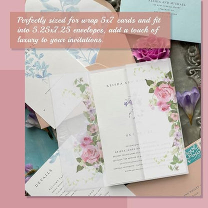 Goefun 120 Pack Pre-Folded Floral Vellum Paper 5x7 with Pink Rose Pattern - color: pattern-pink rose, size: 5x7-120pcs