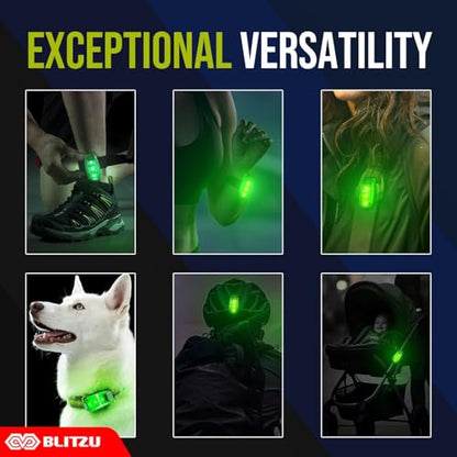 LED Safety Lights 4 Pack, Clip On High Visibility Strobe Light for Walk Run - color: Green