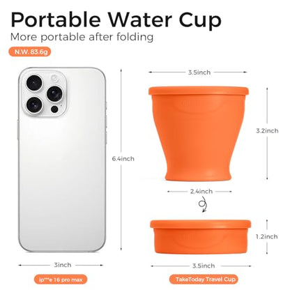 TakeToday Collapsible Cup 8 oz, Foldable with Lid for Travel, Orange - color: Orange