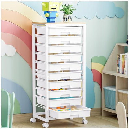 SYKIARIOL Rolling Cart with 10 Drawers,White - color: White, size: 10 Drawers