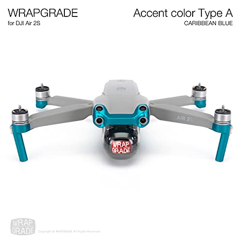 Wrapgrade Skin Compatible with DJI Air 2S | Accent Color A (Caribbean Blue) - color: CARIBBEAN BLUE