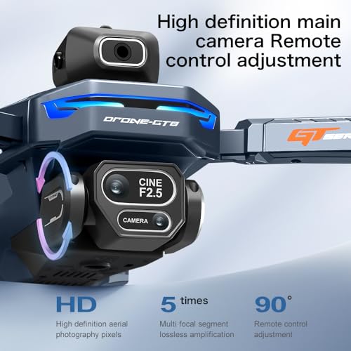 FPV Drone with HD Camera for Adults, RC Drones with 5 Inch LCD Screen on Controller, Obstacle Avoidance, Brushless Motor, One Key Start, Optical Flow Positioning, Headless Mode, Foldable RC Quadcopter with SD Card & 2 Batteries & Portable Carrying Case, U