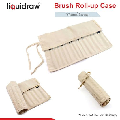 Liquidraw 30 Pocket Roll-Up Canvas Paint Brush Holder, 21 x 18in (Natural) - color: Natural