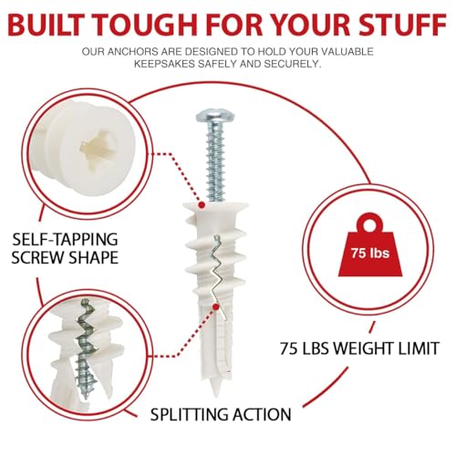 CrimsonMark #8 Self Drilling Drywall Anchors and Screws Assortment Kit(120)