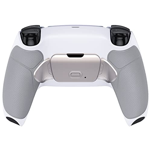 eXtremeRate Silver Real Metal Buttons RMB RISE V3 Remap Kit for PS5 Controller BDM-030 040 050, Gray Rubberized Grip White Bottom Shell Upgraded Programable Back Buttons Set for PS5 Controller - color: White