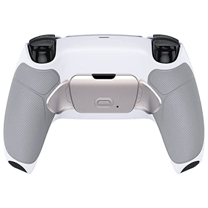 eXtremeRate Silver Real Metal Buttons RMB RISE V3 Remap Kit for PS5 Controller BDM-030 040 050, Gray Rubberized Grip White Bottom Shell Upgraded Programable Back Buttons Set for PS5 Controller - color: White