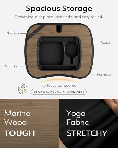 LULULOOK 2-in-1 Lap Desk & Kindle Pillow Stand with Beanbag - color: Walnut Brown