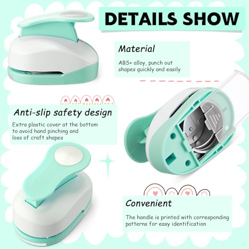 CHENGU 3 Pack Circle Hole Punch 2"/1"/0.6", Mint Green - color: Mint Green, style: Circle