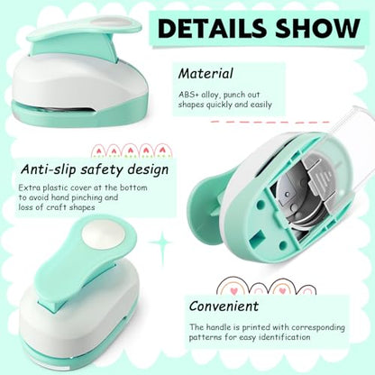 CHENGU 3 Pack Circle Hole Punch 2"/1"/0.6", Mint Green - color: Mint Green, style: Circle