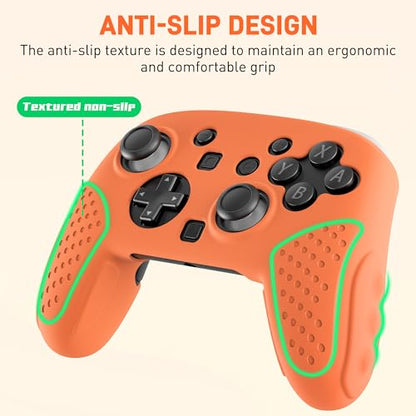 2025 Soft Silicone Case Compatible with Nintendo Switch 2 Pro Controller, Anti-Slip Switch 2 Pro Controller Protective Cover Skin, Ergonomic Comfort Handle Design - Orange - color: Orange