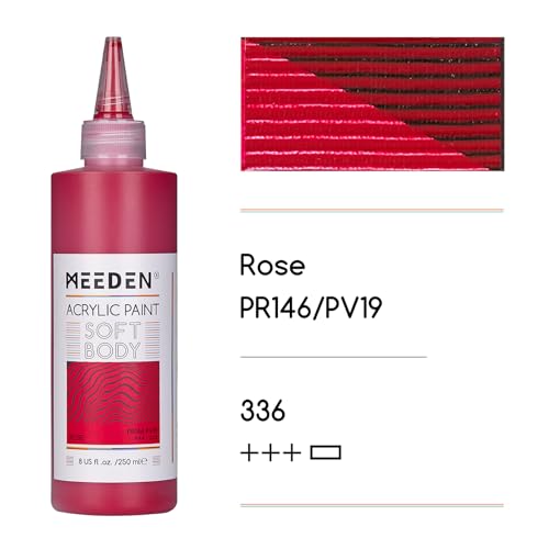 MEEDEN Soft Body Acrylic Paint: Rose Red Matte Finish 250ml/8.45oz - color: Rose