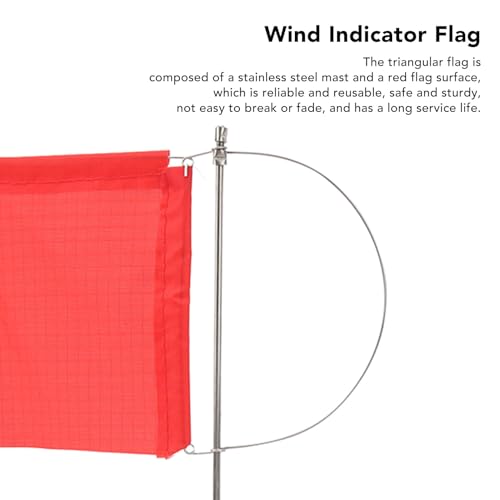 Ejoyous Wind Indicator Flag, Marine Wind Flag with Stainless Steel Mast, Triangular, Red, for Sailboat Yacht Dinghy - size: 185*135mm(7972SM)
