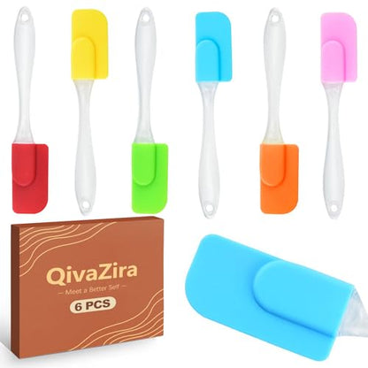6 Piece Mini Silicone Spatula Set Small Rubber Spatulas for Baking Cooking Mixing Thin Jar Scraper Heat Resistant Kitchen Utensils Cake Decorating Tools