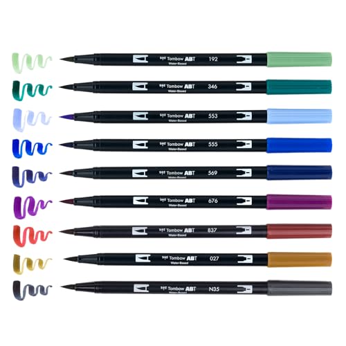 Tombow 56257 Dual Brush Pen Art Markers, Dragons, 10-Pack. Brush/Fine Tips