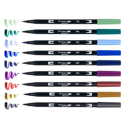 Tombow 56257 Dual Brush Pen Art Markers, Dragons, 10-Pack. Brush/Fine Tips
