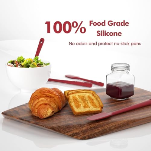 ChefAide 4 Pieces Silicone Spatulas Set, Heat Resistant Rubber Spatula - color: Red, size: 4 pieces
