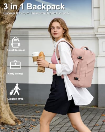 Capolo Travel Laptop Backpack Women Carry On Backpack Weekender Travel Bag - color: Pink, size: Large