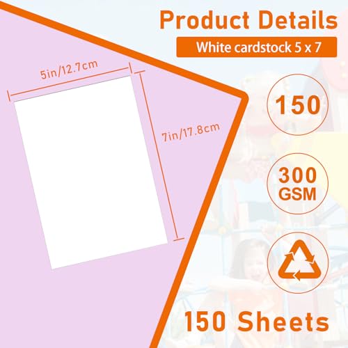 Guakicae 150 Sheets White Cardstock 5 x 7 Certificate Paper 110lb - color: White, size: 5x7-150pcs