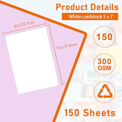 Guakicae 150 Sheets White Cardstock 5 x 7 Certificate Paper 110lb - color: White, size: 5x7-150pcs