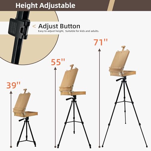 French Style Easel with Beech Wood & Aluminum Tripod - color: Nature