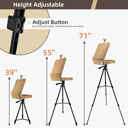 French Style Easel with Beech Wood & Aluminum Tripod - color: Nature