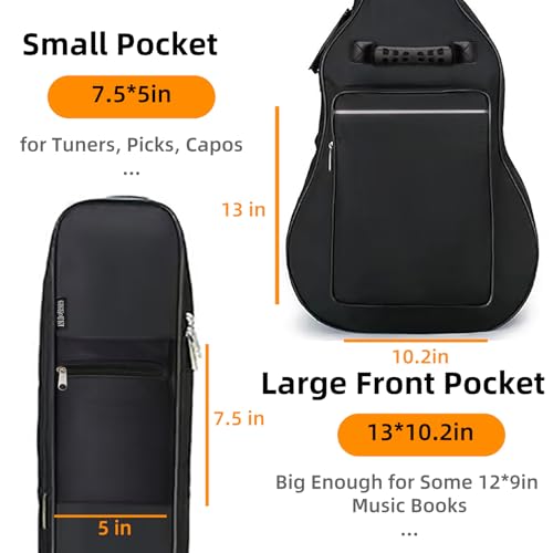GIGKOUKI 40/41" Acoustic Guitar Case,600D Oxford Fabric 0.35" Thick Padding - size: Acoustic Bag