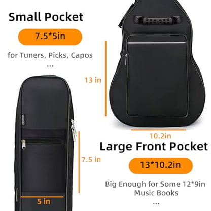 GIGKOUKI Guitar Bag 38 39 Inch Acoustic Guitar Gig Bag Soft Case 0.35 Inch Thick Padding Classical Guitar Backpack Large Pocket with Hanger Loop and Neck Strap（39 inch） - size: Acoustic 39 Inch