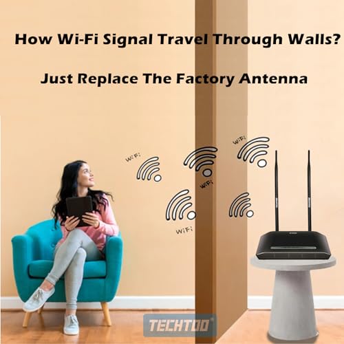 TECHTOO 9dBi Omni WiFi Antenna with RP-SMA Connector for Wireless Network Router/USB Adapter/PCI PCIe Cards/IP Camera/Wireless Range Extender(3-Pack) - color: RP-SMA Plug 3Pack