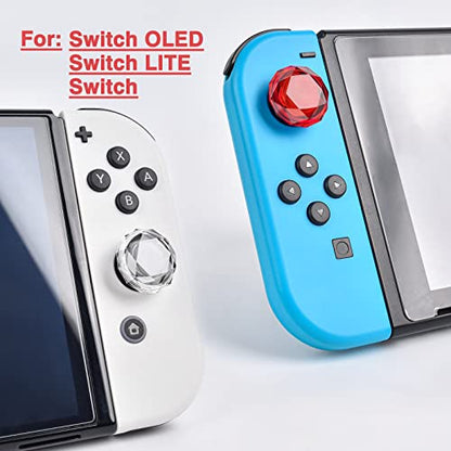 DLseego Diamond 3D Thumb Grips Caps Design for Switch & Switch Lite & Switch OLED Joy Con Crystal Clear Console Joystick Cover 4PCS - Clear and Red - color: Clear and Red, size: Switch/OLED/Lite