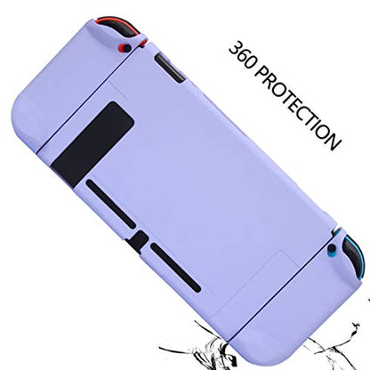 COMCOOL Dockable Case for Nintendo Switch 3 in 1 Protective Cover Case for Nintendo Switch and Joy-Con Controller with Screen Protector and Thumb grips - Purple - color: Purple