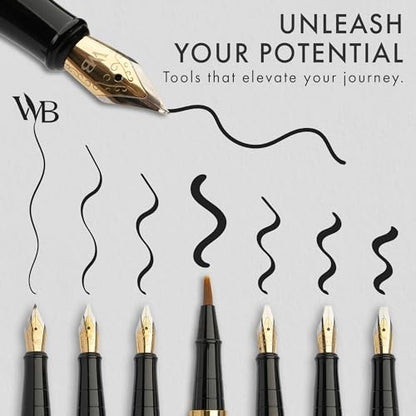 Wordsworth & Black Luxury Calligraphy Pen Set for Writing, 6 Nibs, Silver - color: Silver Gold