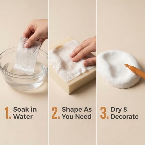 Plaster Cloth Rolls, White Plaster Gauze Strips Wrap Bandages for Art Project, Belly Cast, Mask Making, Sculptures, Body Casts, Craft Projects, Scenery Construction, Single roll. (7.9in x 8.9 Ft)