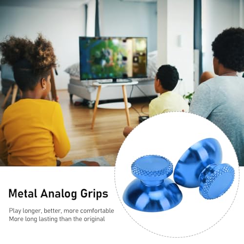 Pomya Thumbsticks for Controller, 2Pcs Metal Thumb Grip Replacement for Handheld Game Console, Aluminum Alloy Analog Thumb Sticks Accessories (Blue) - color: Blue