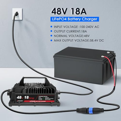EPOWREY 18AMP Lithium Battery Charger for 48 Volt/58.4V (51.2V) LiFePO4