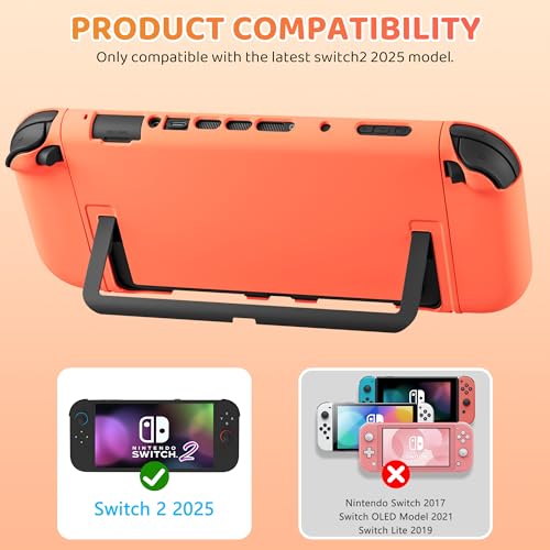 PAWDIARY Switch 2 Carrying Travel Case Orange Bag, with Hard PC Dockable Case Skin Compatible with Nintendo Switch 2 2025 Console, HD Screen Protector and 2 Thumps Caps, Secure Protection - color: Orange