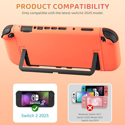 PAWDIARY Switch 2 Carrying Travel Case Orange Bag, with Hard PC Dockable Case Skin Compatible with Nintendo Switch 2 2025 Console, HD Screen Protector and 2 Thumps Caps, Secure Protection - color: Orange