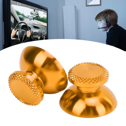 Pomya Thumbsticks for Controller, 2Pcs Metal Thumb Grip Replacement for Handheld Game Console, Aluminum Alloy Analog Thumb Sticks Accessories (Yellow) - color: Yellow