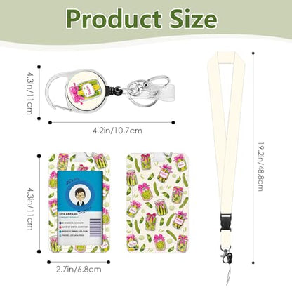 Lanyards for ID Badge, Cartoon Cucumber Pattern ID Badge Holde - color: Cucumber