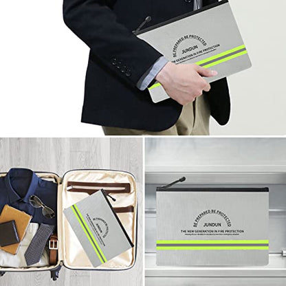 JUNDUN Fireproof Money Bag, 10.6"x6.7" Waterproof and Fireproof - color: Silver, size: Small