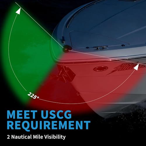 Obcursco Boat Navigation Lights, Red and Green LED Light, Boat Accessories - color: Black