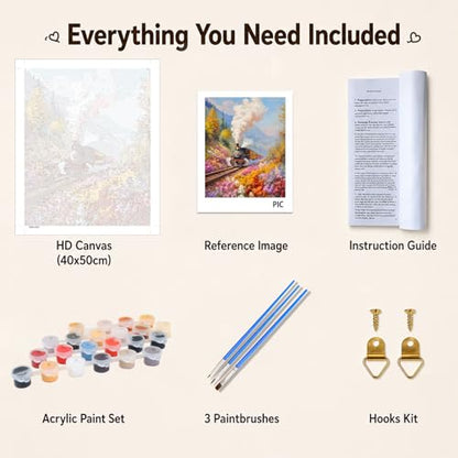 AUKELHJ Paint by Numbers Kit for Adults Beginner, Train, 16X20 Inch - color: 14-Train